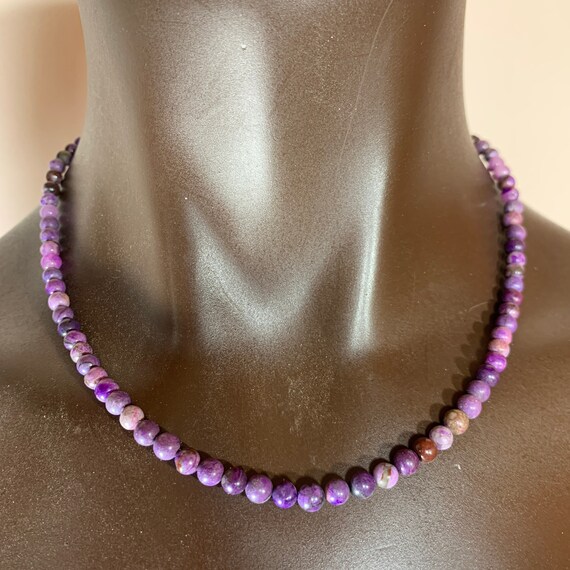 Classic Sugilite Necklace With Sterling Silver/20 Inches