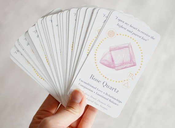 Crystal Guidance Oracle Deck, Printable Oracle Cards, Instant Download, Crystal Healing Oracle Cards, Daily Affirmations