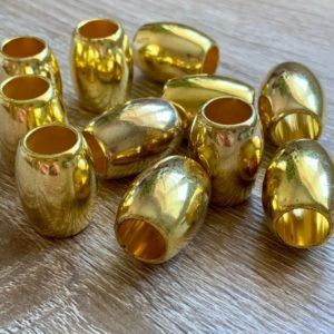 Shop Beads With Large Holes! Gold Coloured lozenge Beads with large Holes in a set of x5. lozenge shaped gold bead. | Shop jewelry making and beading supplies, tools & findings for DIY jewelry making and crafts. #jewelrymaking #diyjewelry #jewelrycrafts #jewelrysupplies #beading #affiliate #ad
