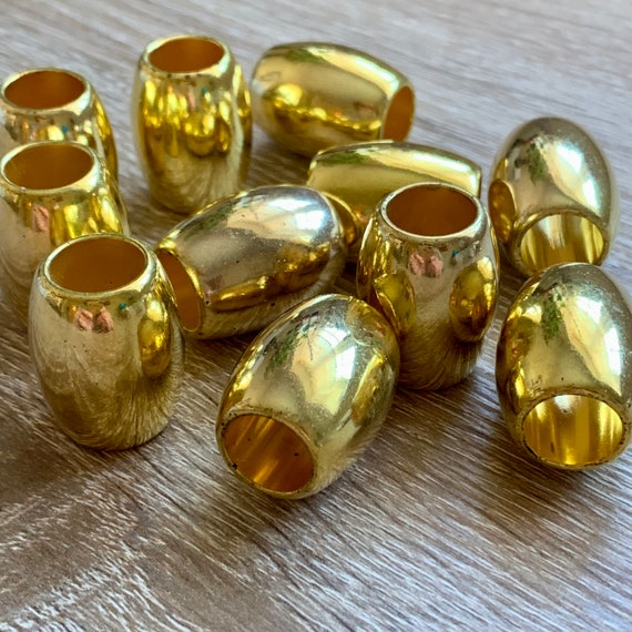 Antiqued Gold Lozenge Beads With Large Holes, Set Of 5