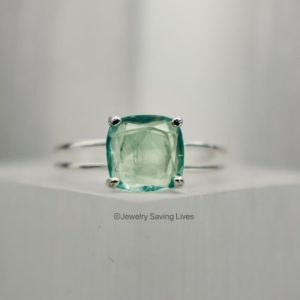 Natural Green Fluorite Ring, green teal quartz, solitaire stacking genuine green fluorite, unique fluorite, fluorite ring, blue green ring | Natural genuine Fluorite rings, simple unique handcrafted gemstone rings. #rings #jewelry #shopping #gift #handmade #fashion #style #affiliate #ad