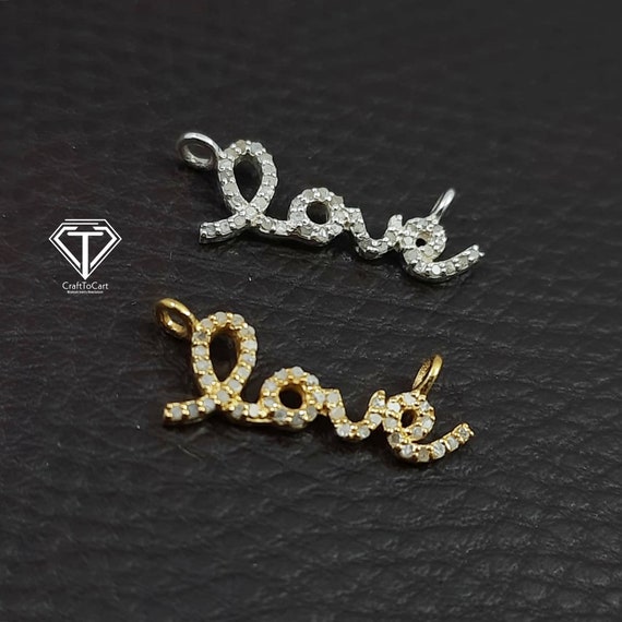 Pave Diamond Love Connector, Diamond Connector, Pave Diamond Jewelry