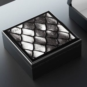Shop Men's Jewelry Boxes! Personalized Dragon Gift Keepsake Box For Men – Black Ebony Wood Medieval Dragon Scales Silver Mens Jewelry Box | Shop jewelry making and beading supplies, tools & findings for DIY jewelry making and crafts. #jewelrymaking #diyjewelry #jewelrycrafts #jewelrysupplies #beading #affiliate #ad