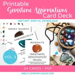 Shop Printable Crystal Cards, Pages, & Posters! Printable Gemstone Cards, Printable Crystal Card Deck, Crystal Affirmation Cards, Healing Affirmations Crystal Oracle Deck, Instant Download | Shop jewelry making and beading supplies, tools & findings for DIY jewelry making and crafts. #jewelrymaking #diyjewelry #jewelrycrafts #jewelrysupplies #beading #affiliate #ad