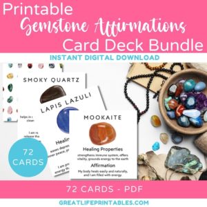 Shop Printable Crystal Cards, Pages, & Posters! Printable Gemstone Cards, Printable Crystal Card Deck, Crystal Affirmation Cards, Affirmations, Crystal Meaning Cards, Instant Download, PDF | Shop jewelry making and beading supplies, tools & findings for DIY jewelry making and crafts. #jewelrymaking #diyjewelry #jewelrycrafts #jewelrysupplies #beading #affiliate #ad