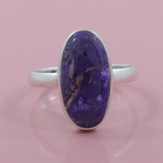Purpurite Sugilite Ring - Sugilite Gemstone 925 Sugilite Sterling Silver Ring - Sugilite 925 Sterling Silver Father's Day Gift Ring 10