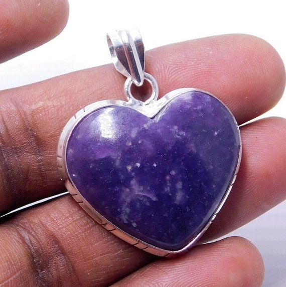 Rare High Quality Heart Sugilite Pendant Handmade 925 Silver Pendant,purple Sugilite Pendant,valentine  Gift,lovely Pendant Natural Gemstone