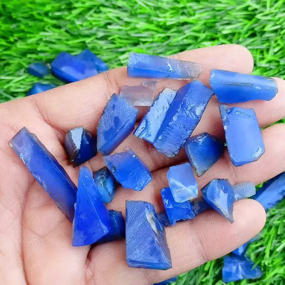 Raw Blue Onyx Crystal, Blue Onyx Rough, Chalcedony Onyx Cabochon, Rough Shards, Onyx Points For Pendants, Necklace Diy Jewelry Supply