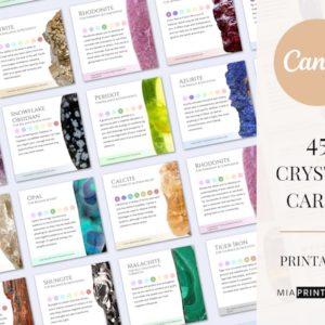 Shop Printable Crystal Cards, Pages, & Posters! Set of 45 printable crystal cards, crystal meaning cards, printable gemstone cards, crystal description cards, crystal cards for business | Shop jewelry making and beading supplies, tools & findings for DIY jewelry making and crafts. #jewelrymaking #diyjewelry #jewelrycrafts #jewelrysupplies #beading #affiliate #ad
