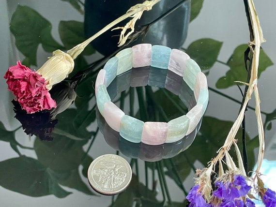 Stunning Rare -natural Multi Color Morganite Bangle Beaded Bracelet - 18 Mm - High Grade - Great Gift - Healing Handmade