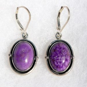 Shop Sugilite Earrings! Vibrant Purple Sugilite Earrings Bezel Set In Solid Sterling Silver, Shadow Box Design, Lever Back Closure, Rare S. African Stone | Natural genuine Sugilite earrings. Buy crystal jewelry, handmade handcrafted artisan jewelry for women.  Unique handmade gift ideas. #jewelry #beadedearrings #beadedjewelry #gift #shopping #handmadejewelry #fashion #style #product #earrings #affiliate #ad