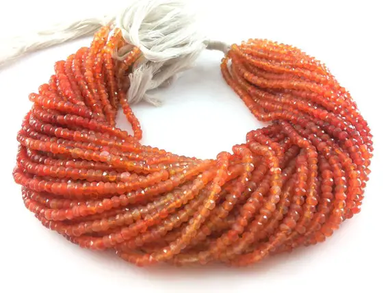 1-5 Strand Natural Carnelian Shaded Rondelle Faceted 4-4.5mm Gemstone Loose Beads 13"inch, Orange Carnelian Beads, Carnelian Rondelle Beads
