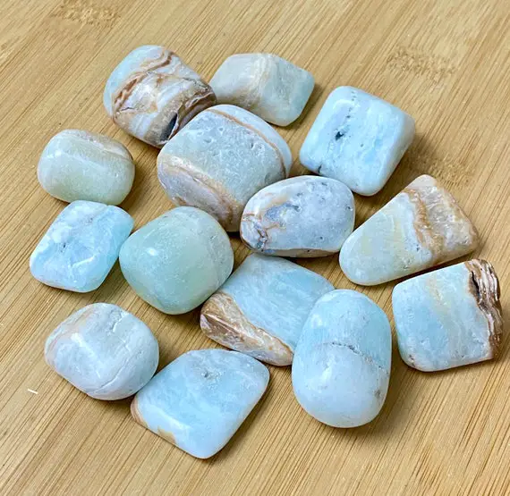 1 Caribbean Calcite Tumbled Stone 1"-1.5" Inches 1 Piece Natural Healing Crystal Collector Piece Calcite And Aragonite Tumbled Stone