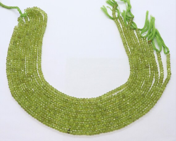 Aaa Natural Peridot Faceted Rondelle Beads, 4-4.5 Mm Peridot Gemstone Bead, 13" Faceted Peridot Rondelle Beads Wholesale Jewelry Making