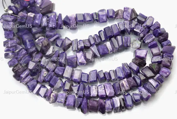 10 Inch Strand, Gorgeous Quality, 100% Natural Charoite Gemstone Faceted Fancy Nugget Shape Beads, Size-7-9mm Approx