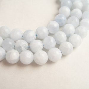 Shop Blue Calcite Beads! Set of 10 round and smooth natural blue calcite pearls 8mm | Natural genuine round Blue Calcite beads for beading and jewelry making.  #jewelry #beads #beadedjewelry #diyjewelry #jewelrymaking #beadstore #beading #affiliate #ad