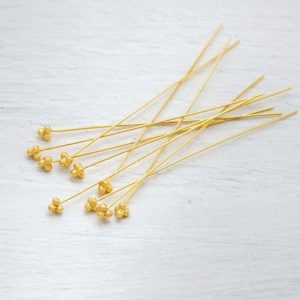 Shop Head Pins & Eye Pins! 10 of Sterling Silver Gold Vermeil Style Head Pins 50×0.5 mm.  :vm1602 | Shop jewelry making and beading supplies, tools & findings for DIY jewelry making and crafts. #jewelrymaking #diyjewelry #jewelrycrafts #jewelrysupplies #beading #affiliate #ad