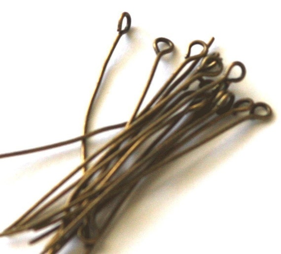 100 Pcs Of Antiqued Brass Eye Pin - 2 Inch Long - 22 Gauge