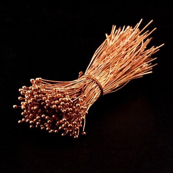 50 Solid Copper Ball Head Pins 22 Gauge - Raw Or Custom Oxidized - 100% Guarantee