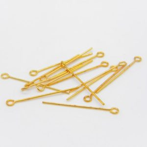 Shop Head Pins & Eye Pins! 100Pcs  21G 1.5 Inch Gold Plated Eye Pin | Shop jewelry making and beading supplies, tools & findings for DIY jewelry making and crafts. #jewelrymaking #diyjewelry #jewelrycrafts #jewelrysupplies #beading #affiliate #ad