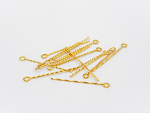 100pcs  21g 1.25 Inch Gold Plated Eye Pin