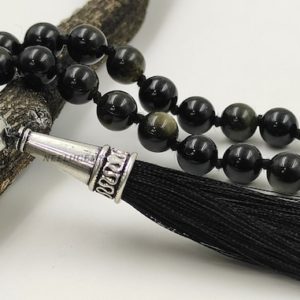 Shop Golden Obsidian Necklaces! Golden Obsidian Beads Mala Necklace-108 Hand Knotted Mala Necklace,Gemstone Beads Yoga,Prayer & Meditation Mala Necklace,Beaded Necklace | Natural genuine Golden Obsidian necklaces. Buy crystal jewelry, handmade handcrafted artisan jewelry for women.  Unique handmade gift ideas. #jewelry #beadednecklaces #beadedjewelry #gift #shopping #handmadejewelry #fashion #style #product #necklaces #affiliate #ad