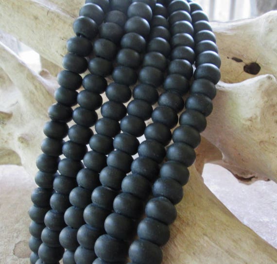 12mm Rondelles Big Hole Bead Matte Finish Black Obsidian 2.5 Mm 12 Large Hole Beads Fits 2mm Leather