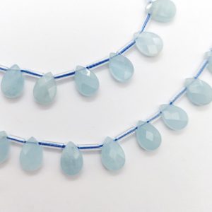 12x8mm Aquamarine Briolette Beads, Faceted Drops, Natural Gemstone Teardrop Beads, Gemstone Briolettes | Natural genuine other-shape Gemstone beads for beading and jewelry making.  #jewelry #beads #beadedjewelry #diyjewelry #jewelrymaking #beadstore #beading #affiliate #ad