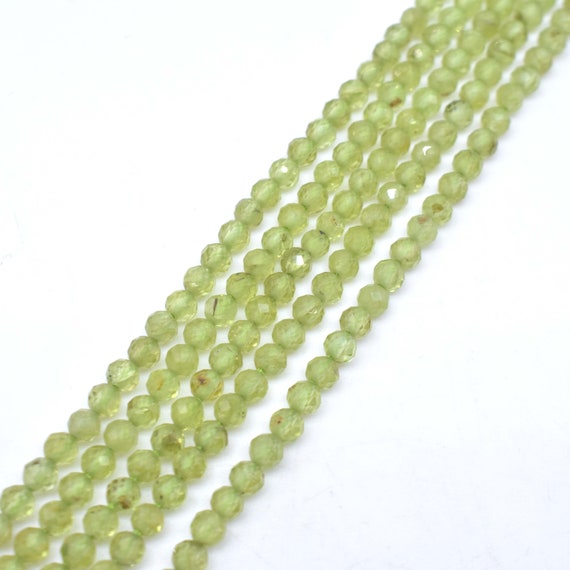 13 Inch Strand Natural Peridot Faceted Round Beads - Peridot Beads - Peridot Round Beads Strand - Beads For Jewelry - 3mm Beads