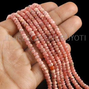 Shop Rhodochrosite Rondelle Beads! 13 Inches Natural Rhodochrosite Faceted Rondelles, Rhodochrosite Rondelles Beads, Rhodochrosite Beads (5mm approx) | Natural genuine rondelle Rhodochrosite beads for beading and jewelry making.  #jewelry #beads #beadedjewelry #diyjewelry #jewelrymaking #beadstore #beading #affiliate #ad