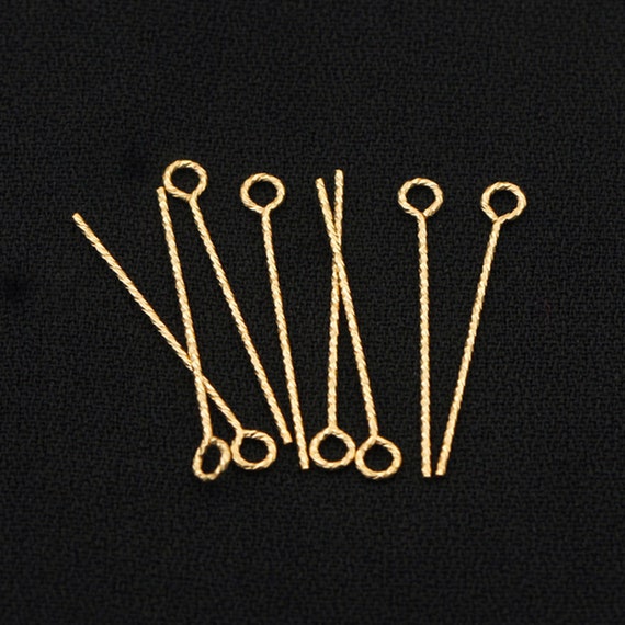 14k Gold Filled Twist Eye Pins Headpins, Gold Filled Eye Pins For Jewelry Making Supplies, Gold Filled Needles, Wire Thick 0.5mm 24gauge