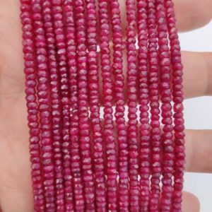 Ruby Rondelle Beads | AAA Ruby Corundum Faceted Rondelle Gemstone Beads | Wholesale Red Ruby For Jewelry Making | Natural genuine beads Array beads for beading and jewelry making.  #jewelry #beads #beadedjewelry #diyjewelry #jewelrymaking #beadstore #beading #affiliate #ad