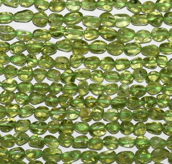 16" St Peridot Smooth Nugget Beads   5-6mm.-strand 40cm.