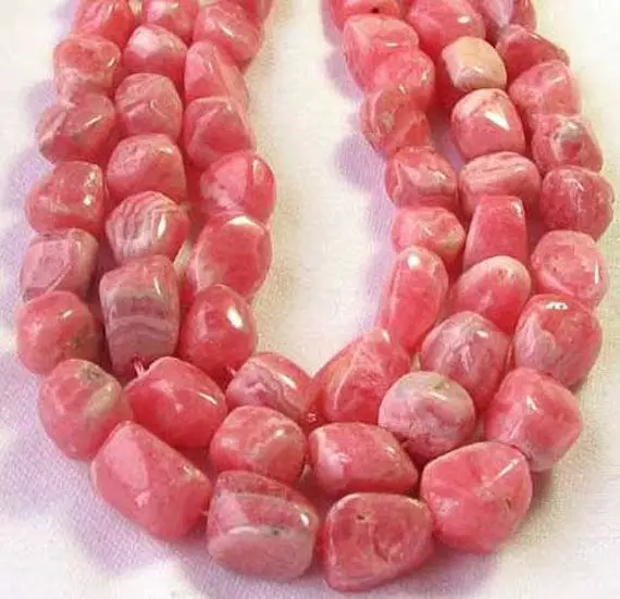 2 Magnificent Pink Rhodochrosite Nuggets Beads