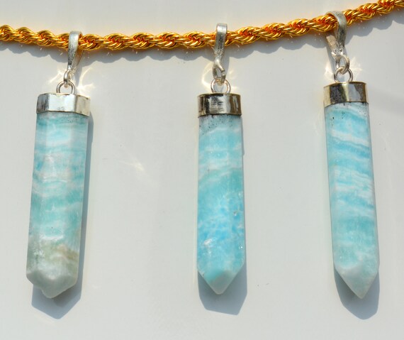 25.2 Grams Beautiful Calcite Pendants Sterling With Silver 925 ( 4 Pieces )