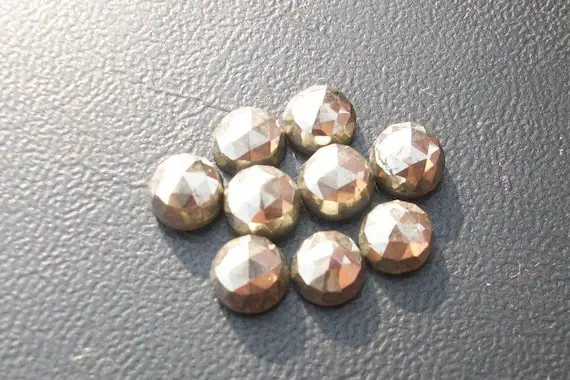 25 Pieces 6mm Golden Pyrite Rosecut Cabochon Round Loose Gemstone- Pyrite Rose Cut Faceted- Pyrite Cabochon Faceted- Pyrite Faceted Cabochon