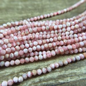 Shop Rhodochrosite Round Beads! 2mm A Grade Rhodonite Beads Micro Faceted Round  Rhodonite Rhodochrosite Beads Tiny Small Gemstone Beads Jewelry Beads 15.5" Full Strand | Natural genuine round Rhodochrosite beads for beading and jewelry making.  #jewelry #beads #beadedjewelry #diyjewelry #jewelrymaking #beadstore #beading #affiliate #ad