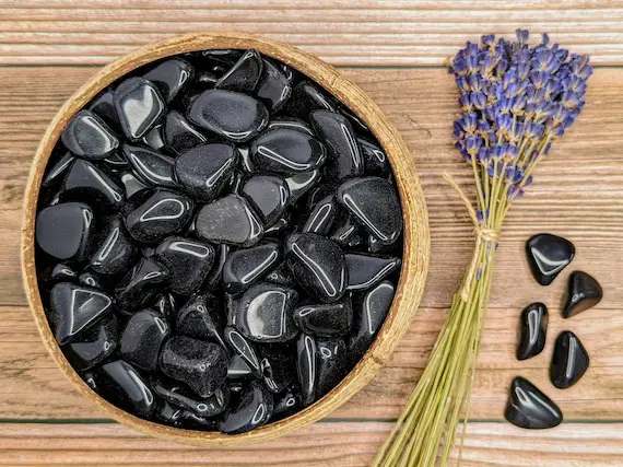 Black Obsidian Tumbled Crystal, Ethically Sourced Crystals, Eco-friendly Packaging, Black Obsidian Crystal