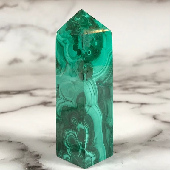 3.18” A+ High Quality Malachite Tower 4.7oz, Natural Untreated Malachite Point, Rare Polished Malachite Obelisk From Congo (#566)