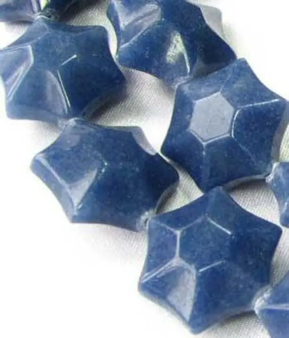 3 Carved Dumortierite 6-point Star Beads 9245du