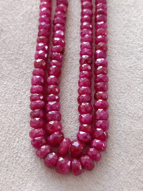 3 Mm Faceted Ruby Rondelle Beads Natural And Genuine Ruby Gemstones 16" Ruby Faceted Beaded Strand Ruby Healing & Energy Gemstones