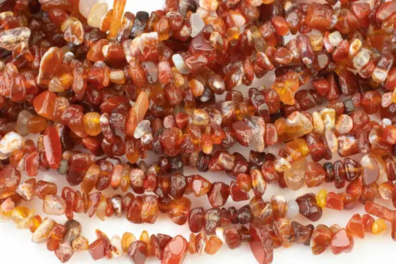30"-32" Natural Carnelian Chips Beads 6mm - 8mm - 32 Inch Strand Gemstone Beads