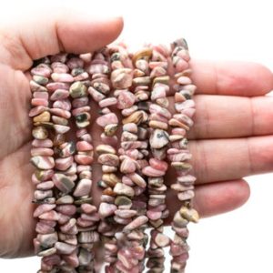 Shop Rhodochrosite Chip & Nugget Beads! 30" Natural Pink Rhodochrosite Crystal Chip Beads 6mm – 8mm – Double Length Strand Gemstone Beads | Natural genuine chip Rhodochrosite beads for beading and jewelry making.  #jewelry #beads #beadedjewelry #diyjewelry #jewelrymaking #beadstore #beading #affiliate #ad