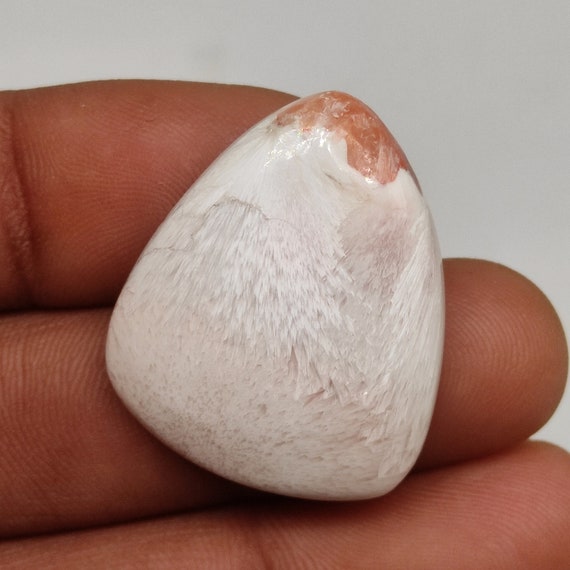 35ct Natural White Orange Scolecite Cabochon Unique Shape Designer Scolecite Stone Highly Polished Gemstone For Jewelry Wire Wrapping M4230