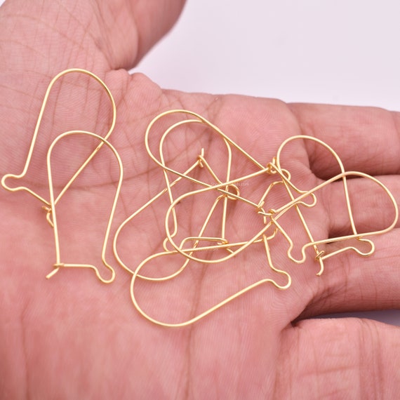38mm - 20pcs Large Gold Kidney Wires, Gold Plated Ear Wires For Jewelry Making, Earring Components 20 Gauge Awg