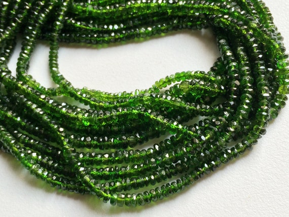 3mm Chrome Diopside Beads, Green Tourmaline, Green Diopside Faceted Rondelle, Chrome Diposide For Jewelry (6.5in To 13in Options)