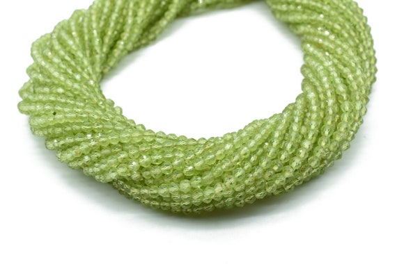 3mm Peridot Faceted Beads,peridot Rondelle Beads,green Faceted Beads,green Gemstone Beads,micro Faceted Beads,tiny Beads,13'' Beads Strand