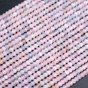 Shop Morganite Rondelle Beads! 3x2MM Beryl Morganite Aquamarine Beads Grade AA Genuine Natural Full Strand Faceted Rondelle Loose Beads 15" Bulk Lot Options (117861-3982) | Natural genuine rondelle Morganite beads for beading and jewelry making.  #jewelry #beads #beadedjewelry #diyjewelry #jewelrymaking #beadstore #beading #affiliate #ad