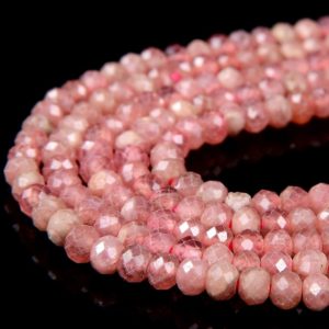Shop Rhodochrosite Rondelle Beads! 3X2MM Natural Argentina Rhodochrosite Gemstone Grade AAA Faceted Rondelle Loose Beads 15 inch Full Strand (80016853-D343) | Natural genuine rondelle Rhodochrosite beads for beading and jewelry making.  #jewelry #beads #beadedjewelry #diyjewelry #jewelrymaking #beadstore #beading #affiliate #ad