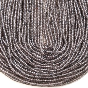 Shop Obsidian Rondelle Beads! 3X2MM Natural Ice Obsidian Gemstone Grade AAA Micro Faceted Rondelle Beads 15 inch Full Strand BULK LOT 1,2,6,12 and 50 (80016384-P61) | Natural genuine rondelle Obsidian beads for beading and jewelry making.  #jewelry #beads #beadedjewelry #diyjewelry #jewelrymaking #beadstore #beading #affiliate #ad